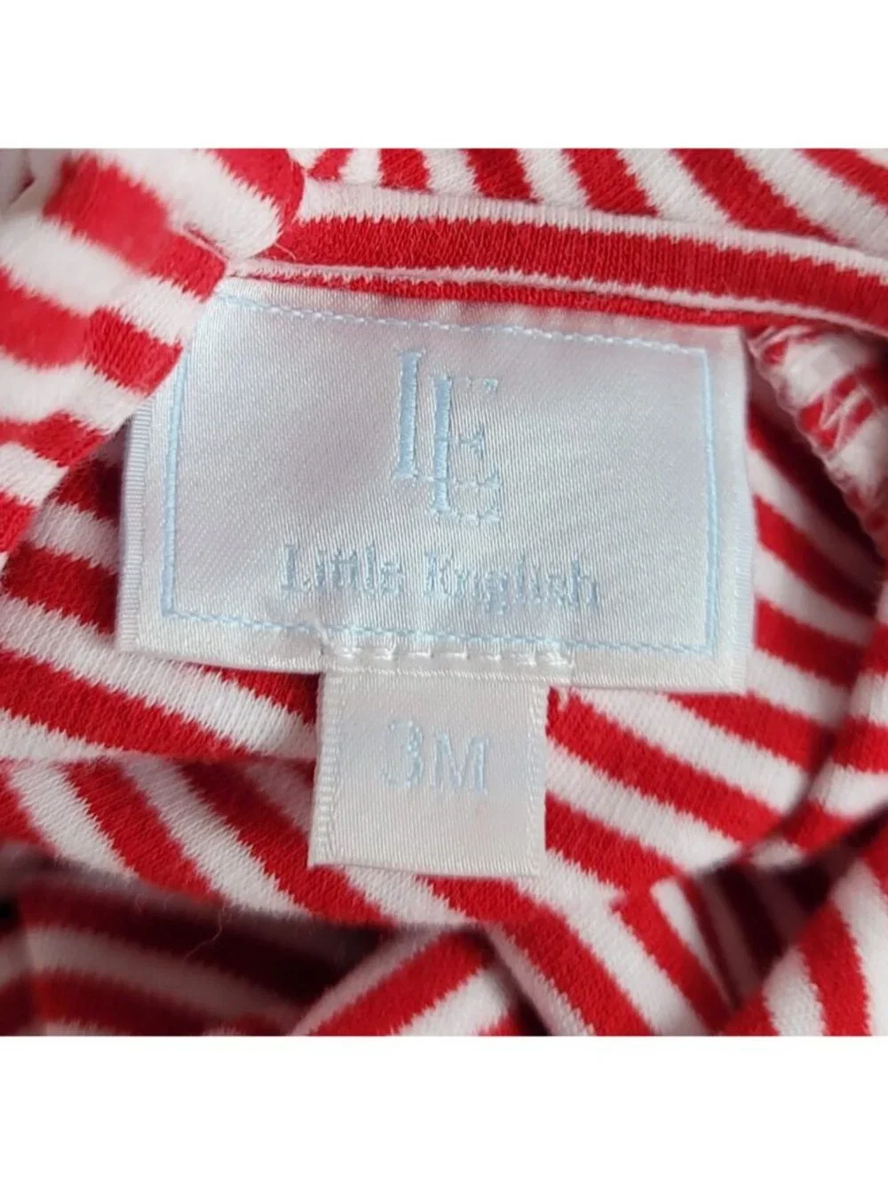 Little English Bodysuit Red White Striped 3M Romper Long Sleeve Collar Unisex